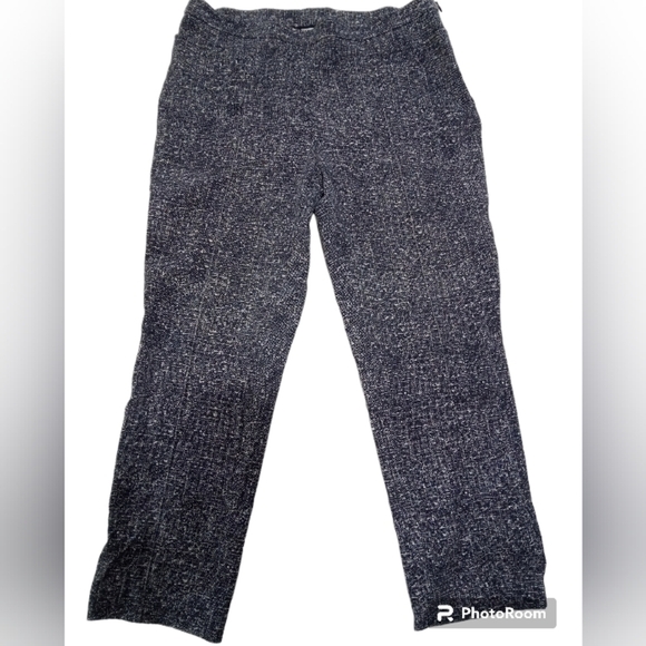 Akris Punto Speckled Gray White High Waist Zip Side Pocket Pants Size 12 - Picture 1 of 10